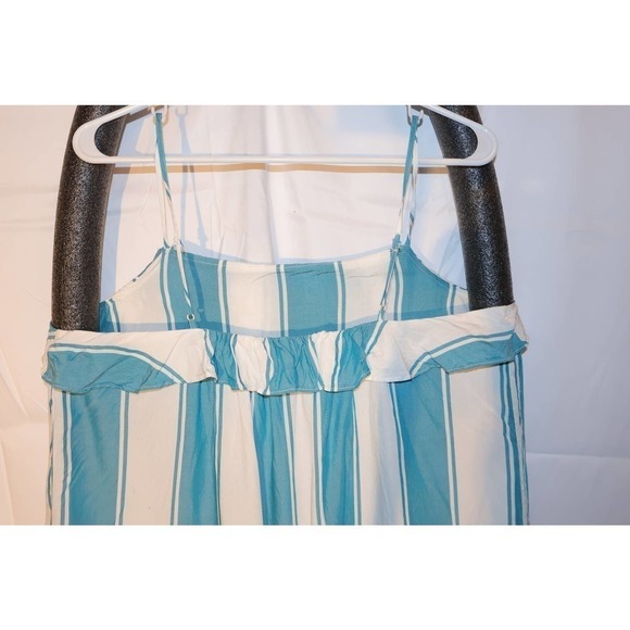 Old Navy ruffle Cami White Blue Vertical Stripe - Picture 6 of 14